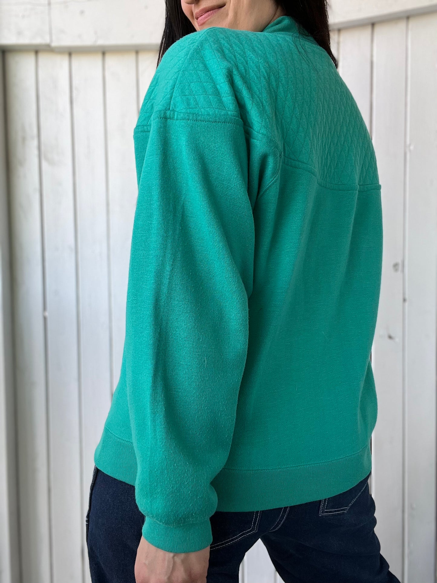 Turquoise Quilted Sweater - Size L