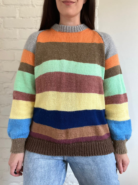 Varsity Striped Chunky Sweater - Size XL