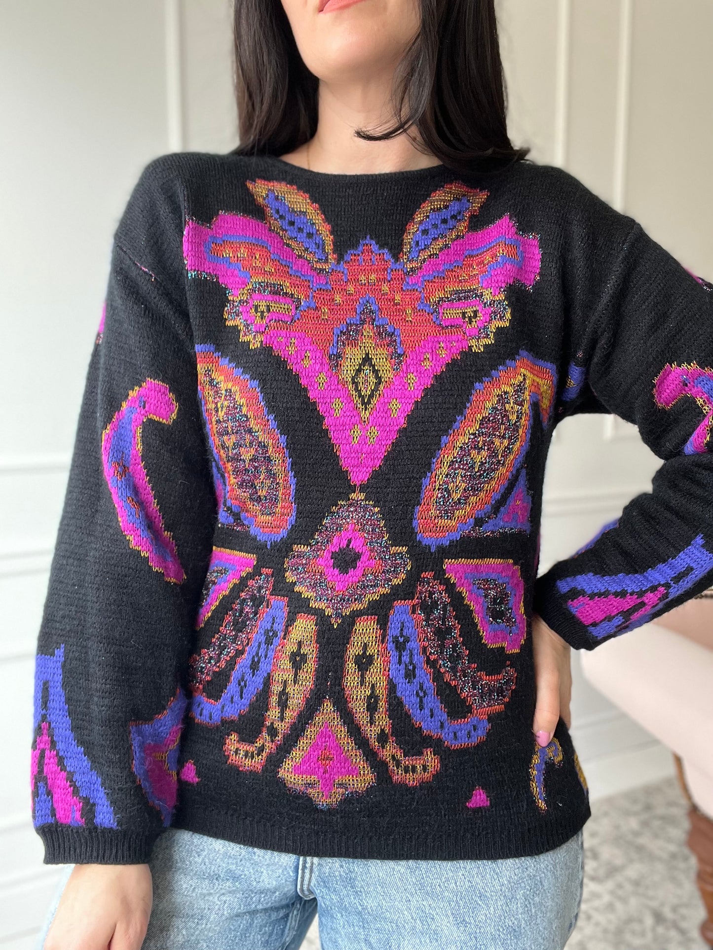 Abstract Graphic Knit Sweater - Size M