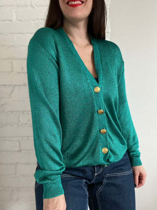 Shimmery Emerald Green Cardigan - M/L