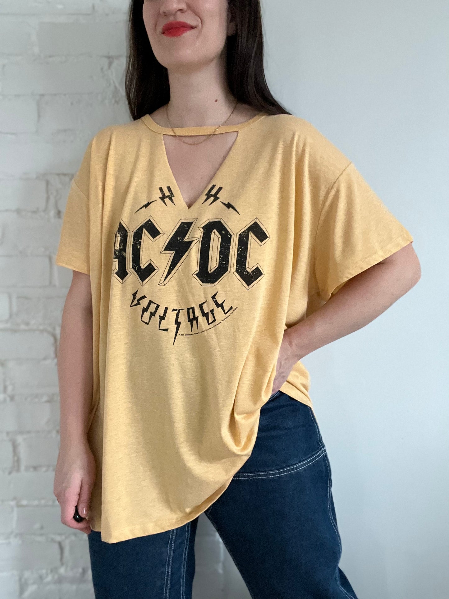 AC/DC Gold Choker Top  - Womens 3X