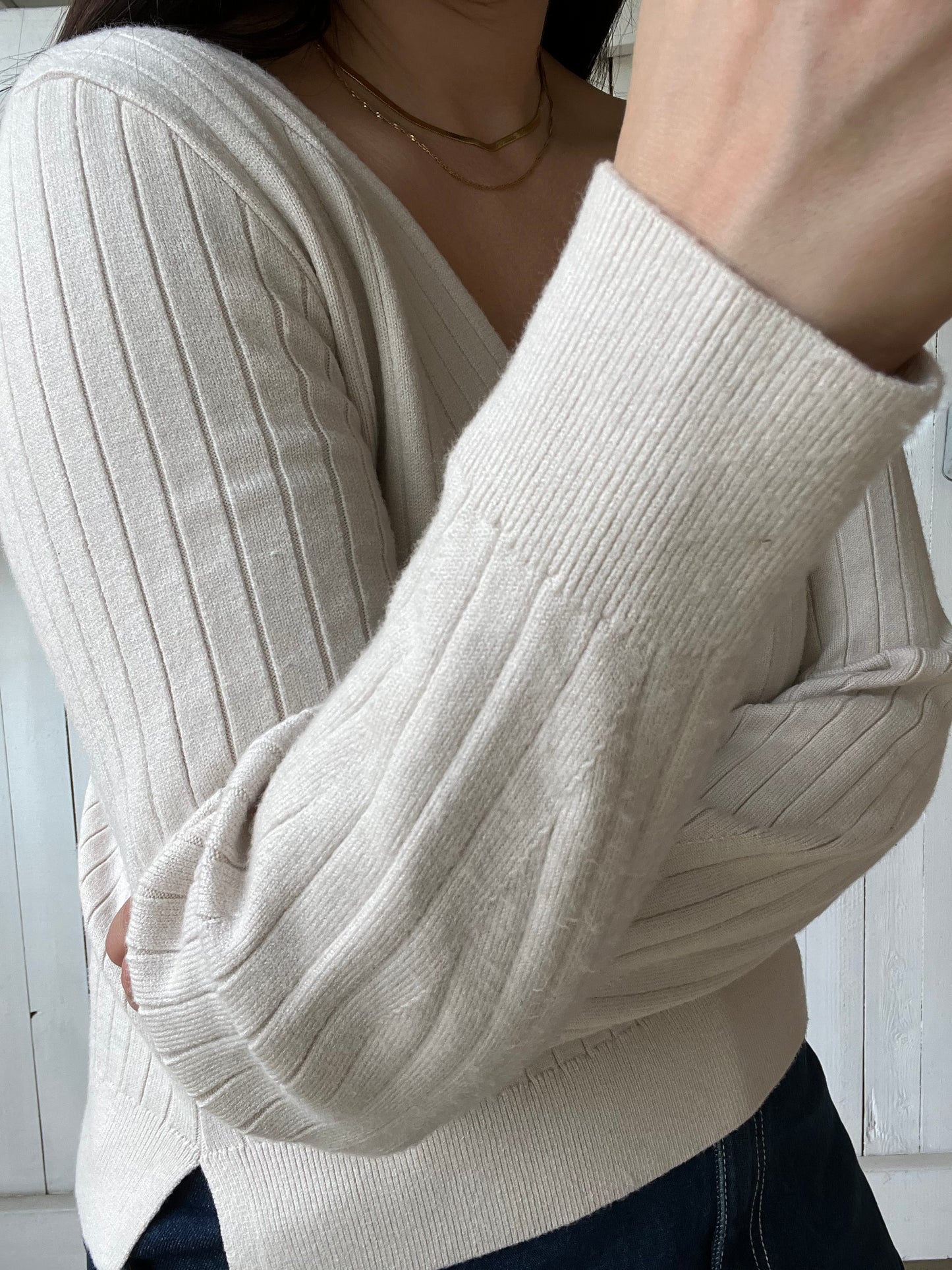 Luxe Slouchy V-Neck Sweater - Size S