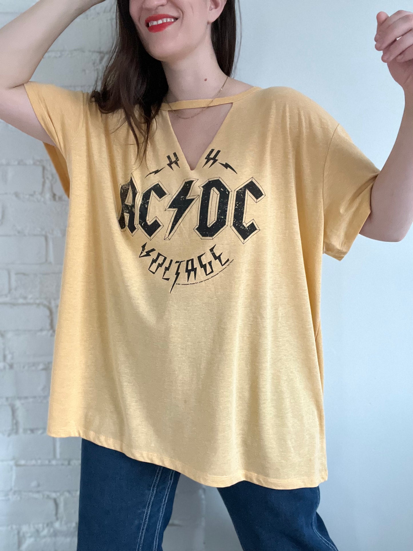 AC/DC Gold Choker Top  - Womens 3X