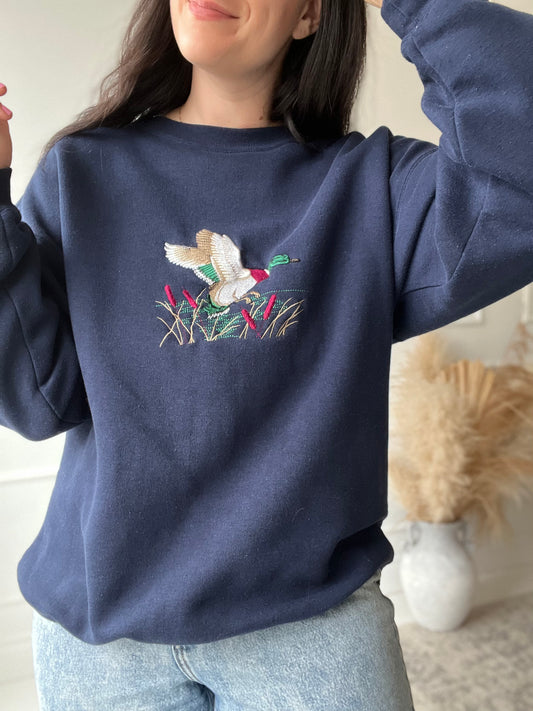 Loon Cattails Embroidered Crewneck - Size L/XL