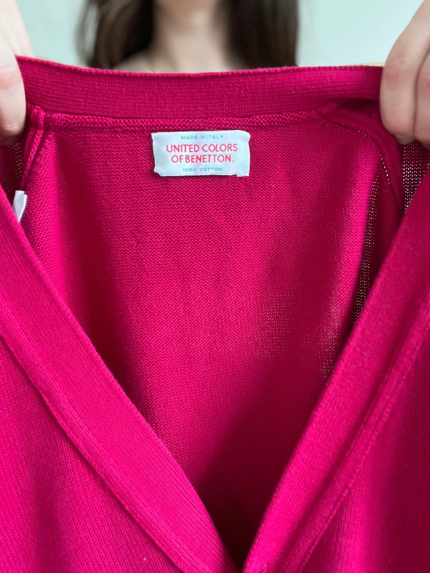 Vintage Benetton Hot Pink Cardigan - L