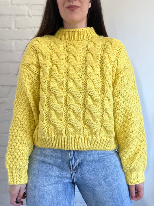 Sunshine Yellow Chunky Sweater - Size L