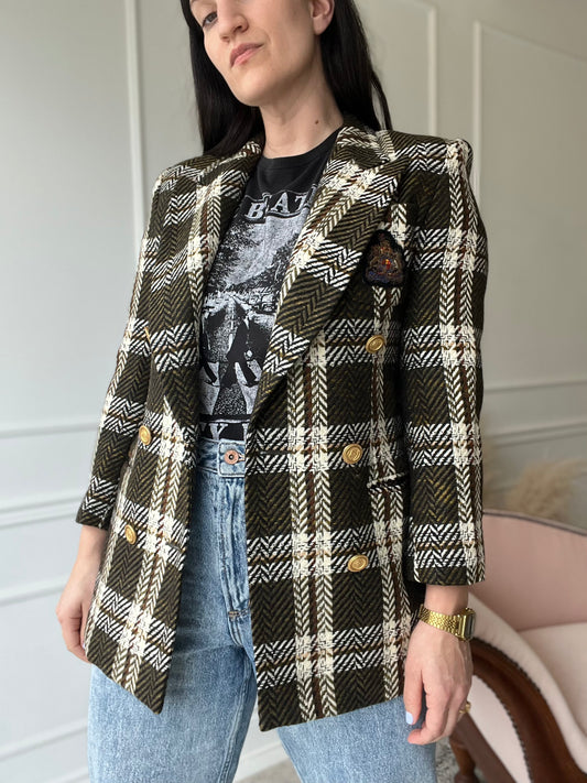 Vintage St. Sophia Paris Tweed Crest Blazer - Size M