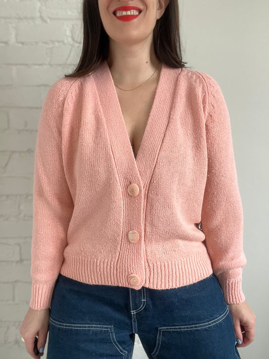Blush Pink Vintage Cardigan - L