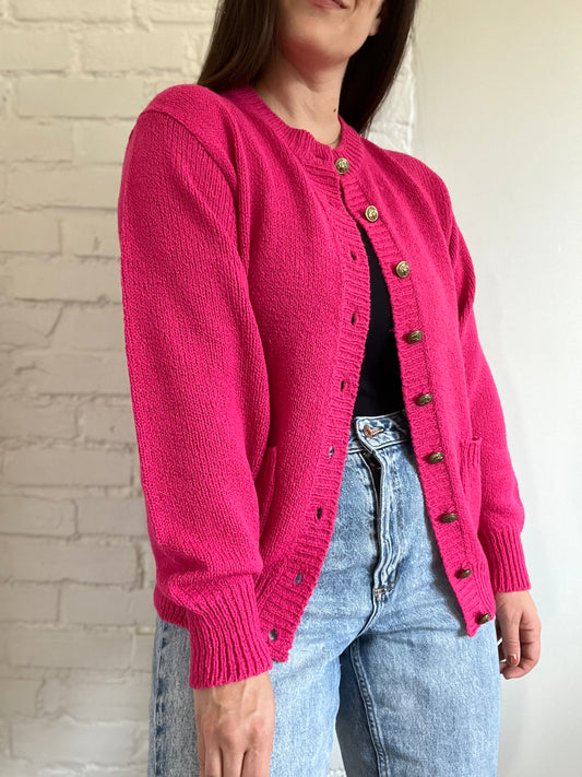 Hot Pink Cardigan Knit - Size L