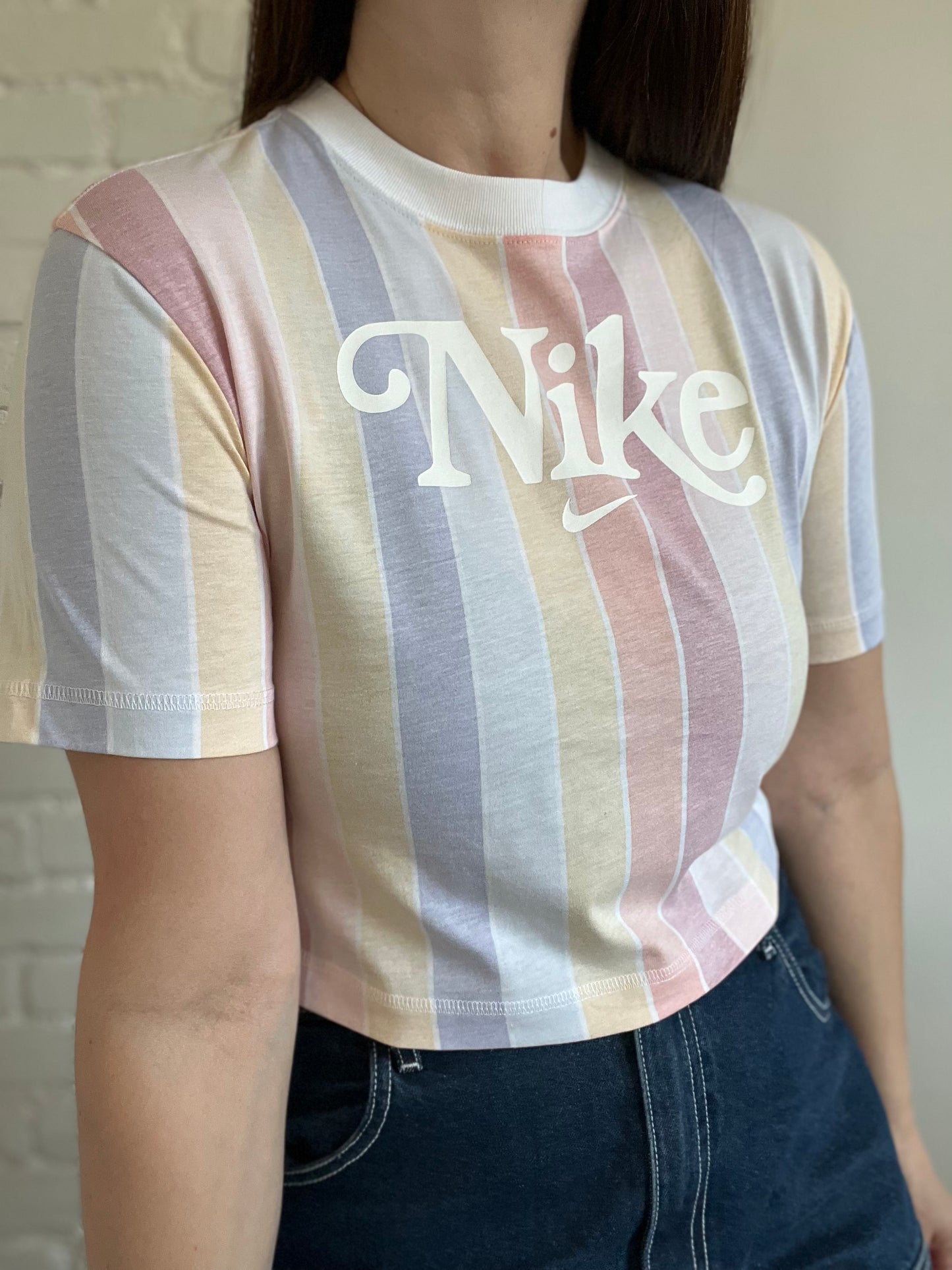 Nike Pastel Crop Stripe Tshirt - XS