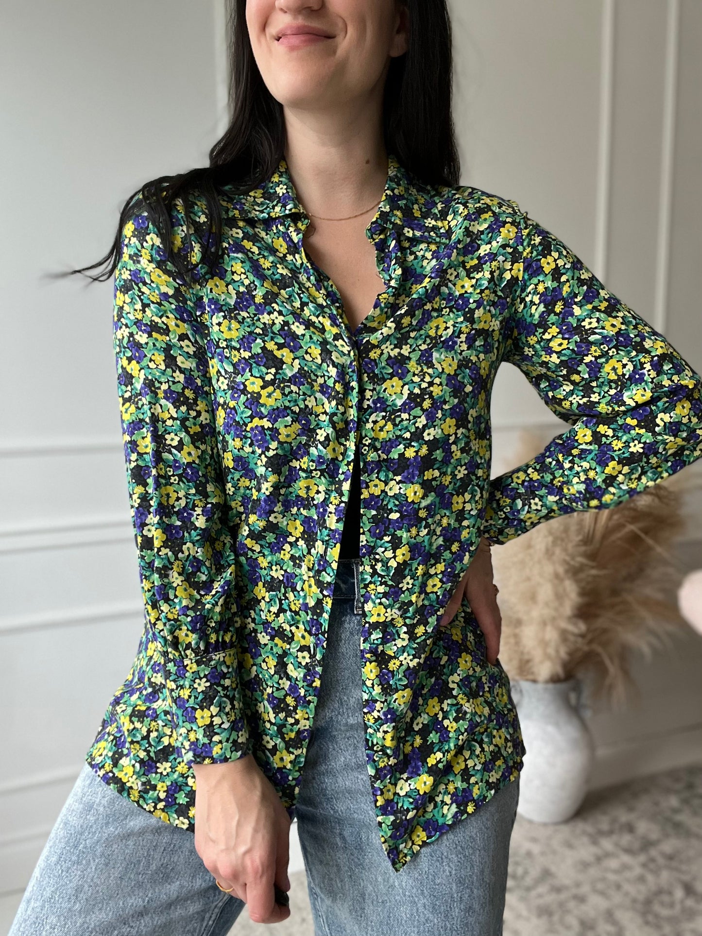 Colourful Floral Button-Up - Size S