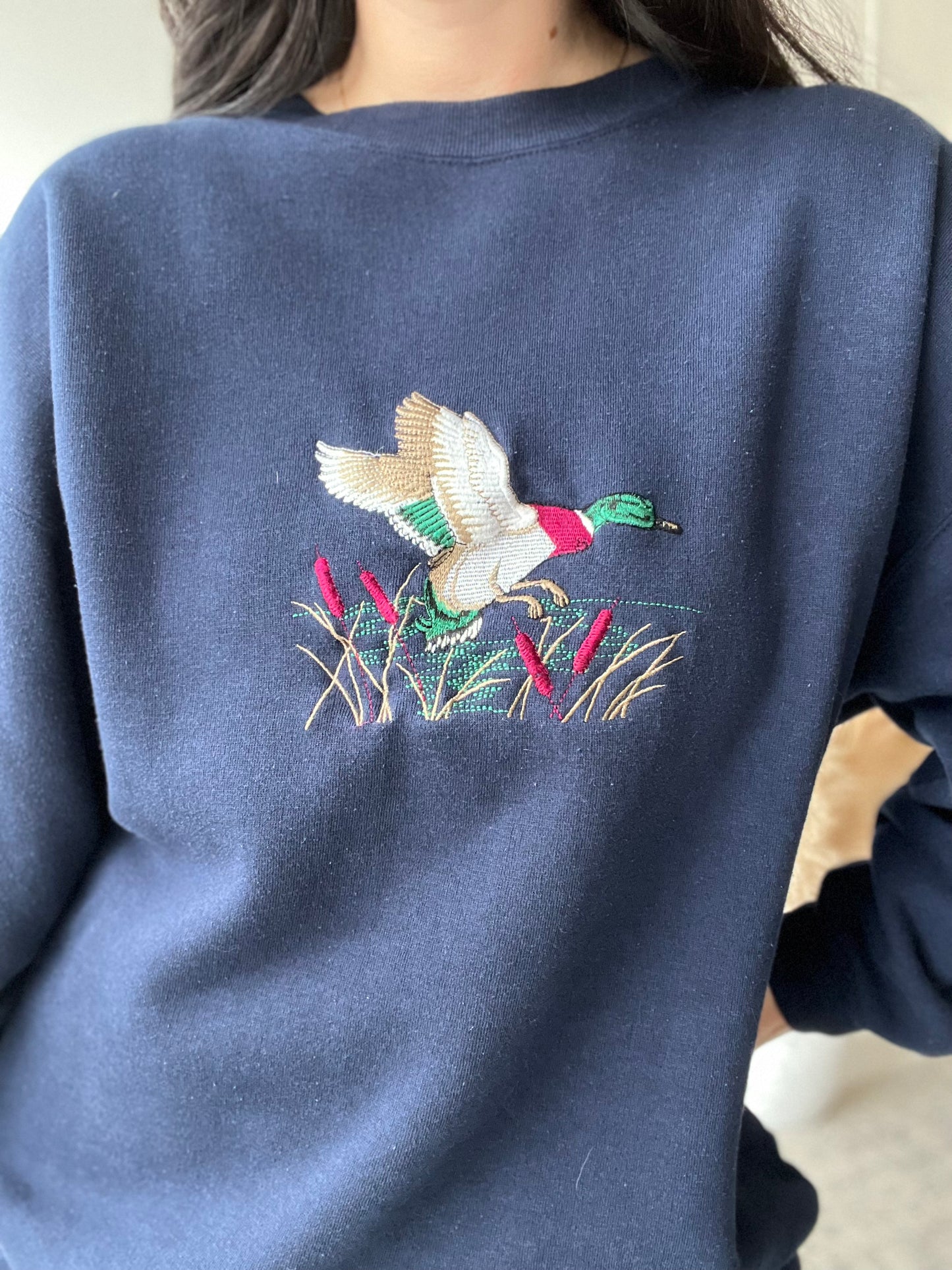 Loon Cattails Embroidered Crewneck - Size L/XL