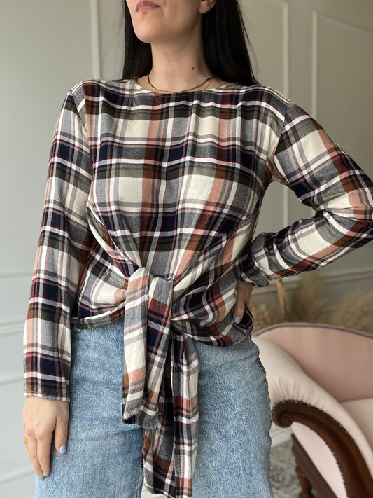 Fall Cotton Plaid Top - Size L