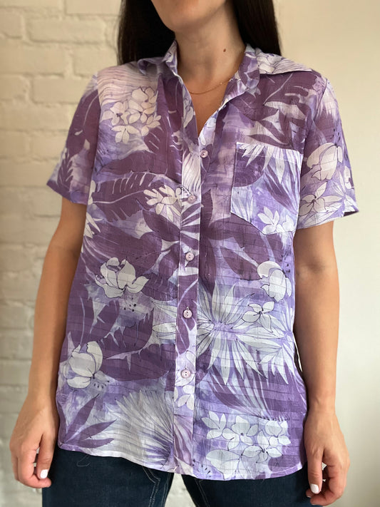 Lavender Floral Shirt - Size L