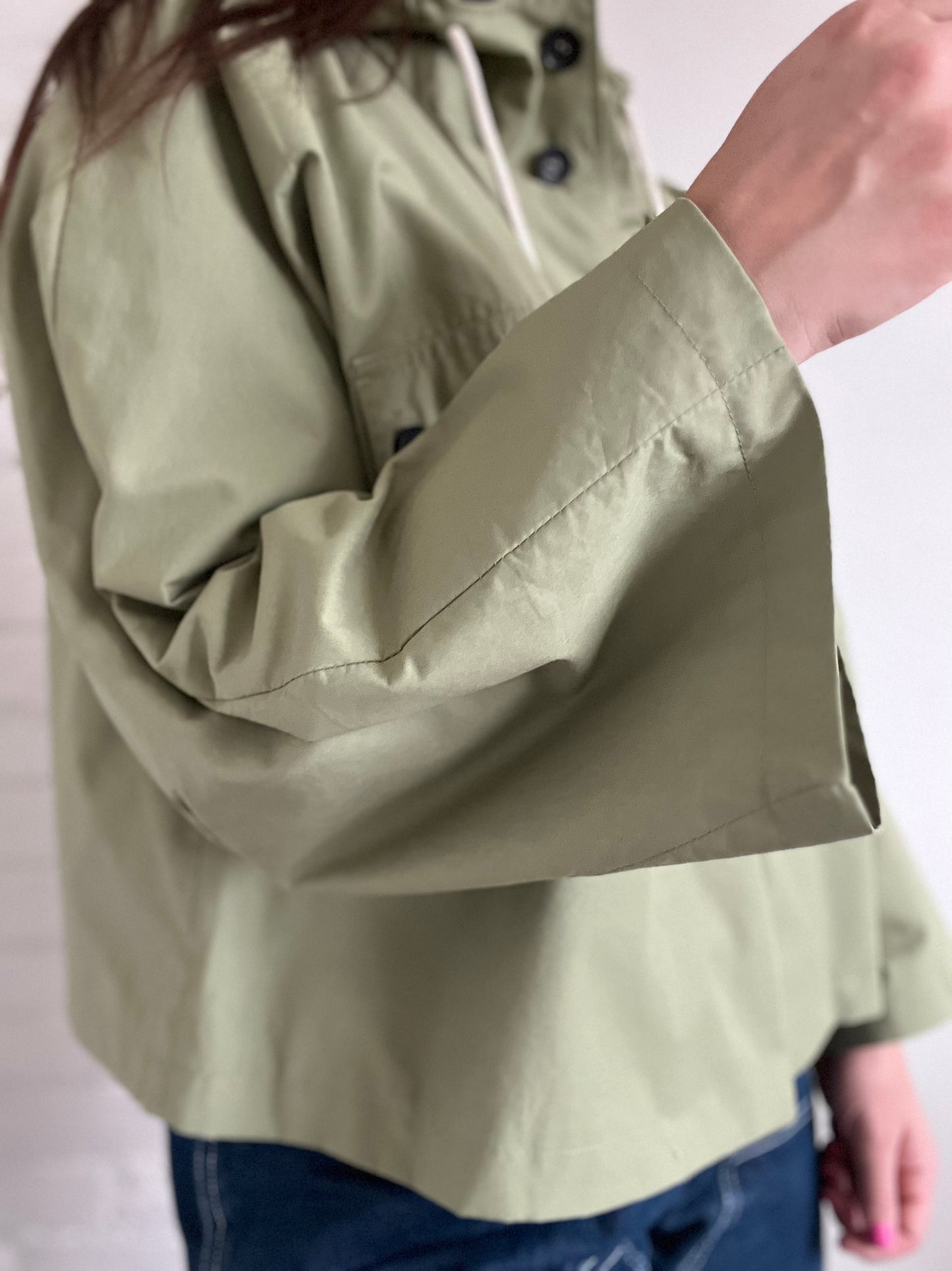 Boxy Olive Rain Jacket - XL