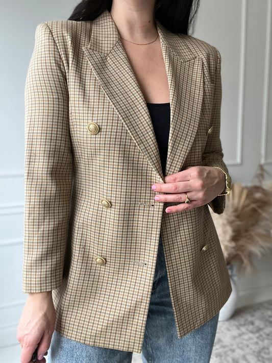 Golden Check Blazer - M