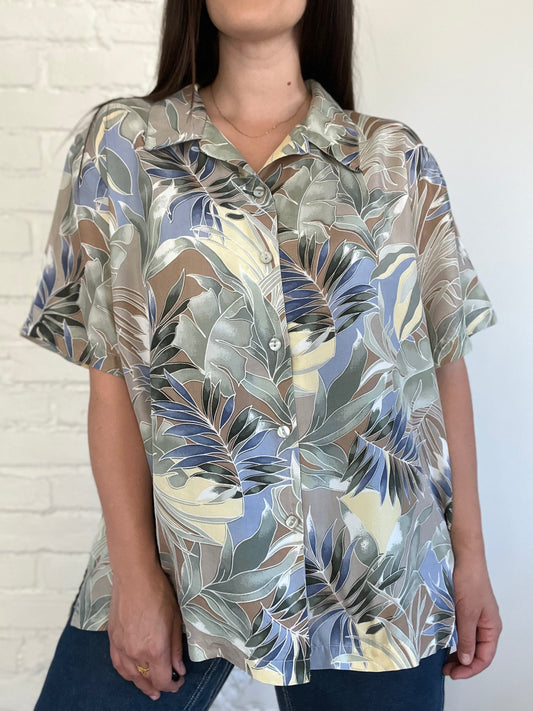 Punchy Palm Tree Blouse - Size XXL