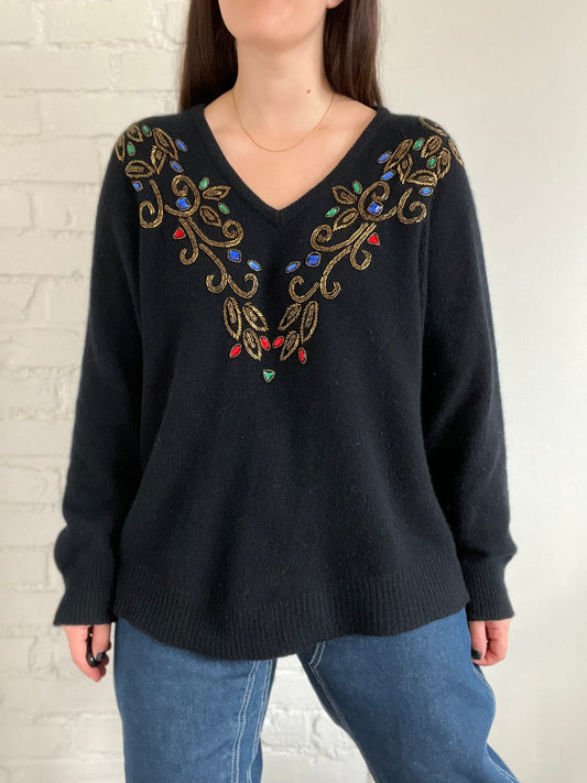 Dazzling Gemstone Knit Sweater - XL