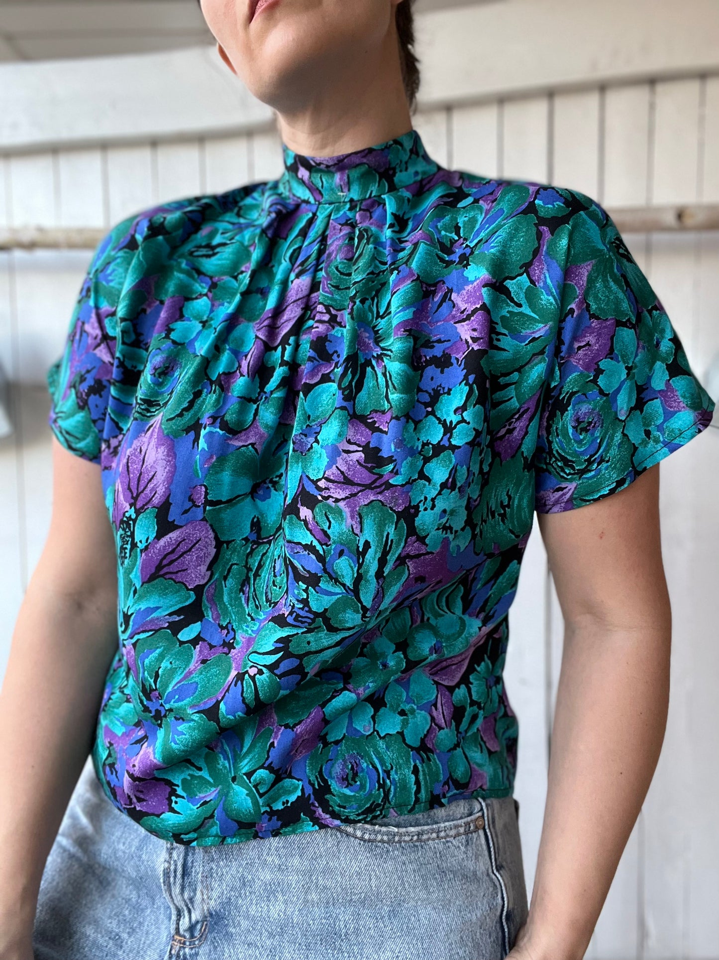 High Neck Floral Top - Size XS/S