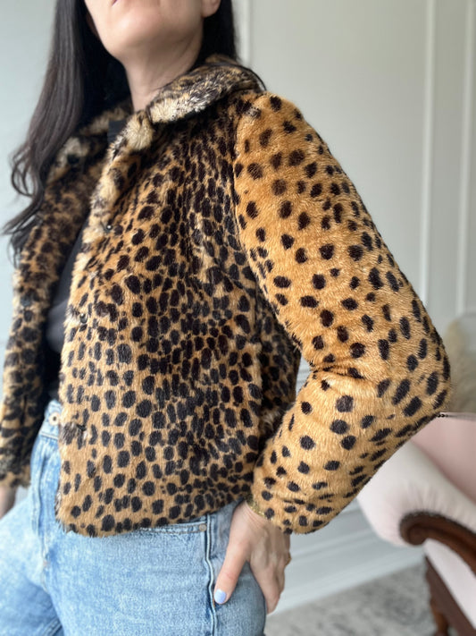 Cheetah Faux Fur Jacket - Size S
