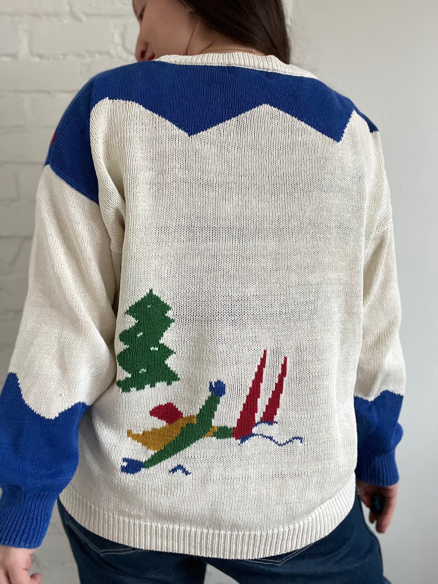 Vintage Ski Slope Knit Sweater - XL