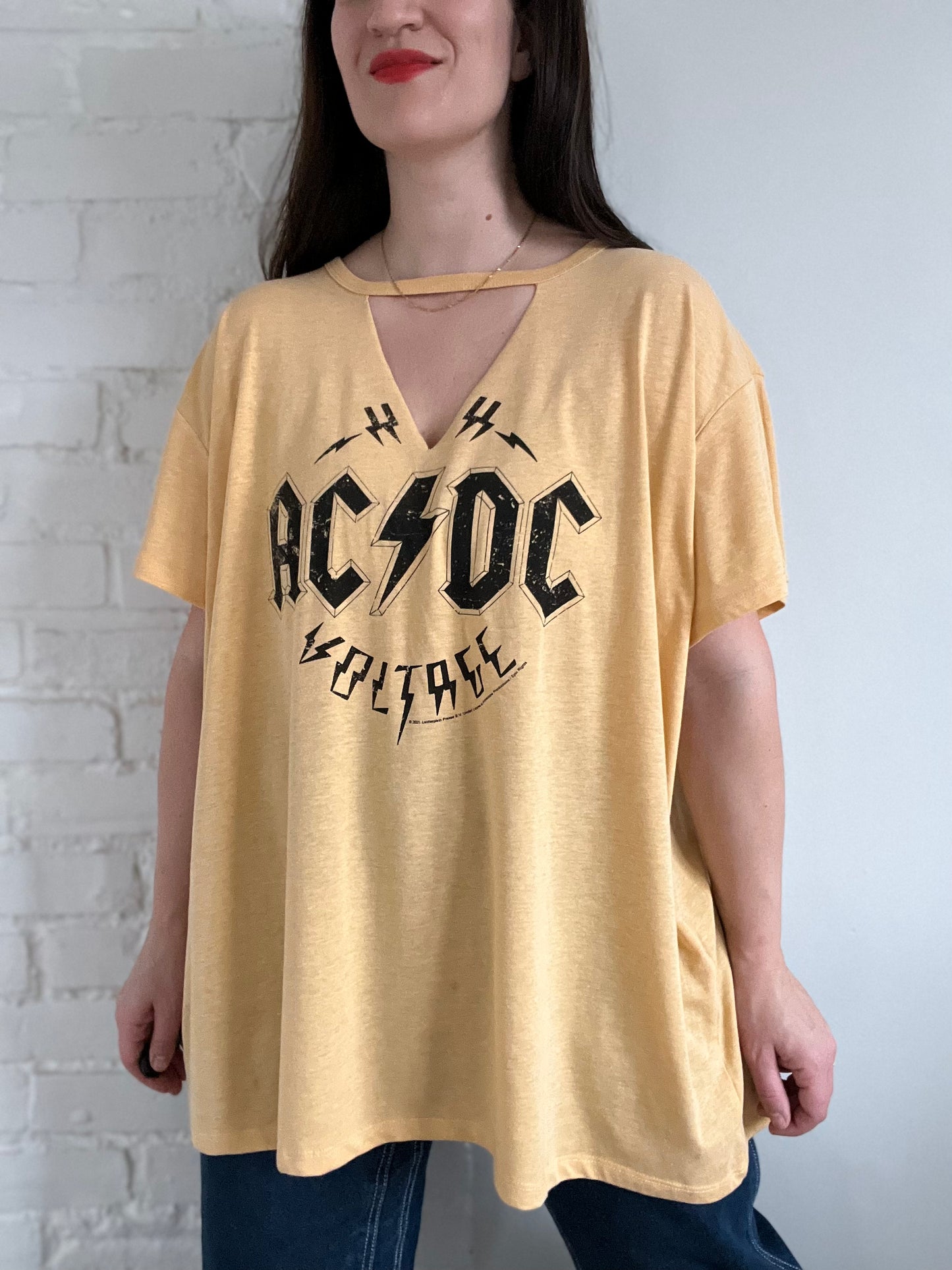 AC/DC Gold Choker Top  - Womens 3X