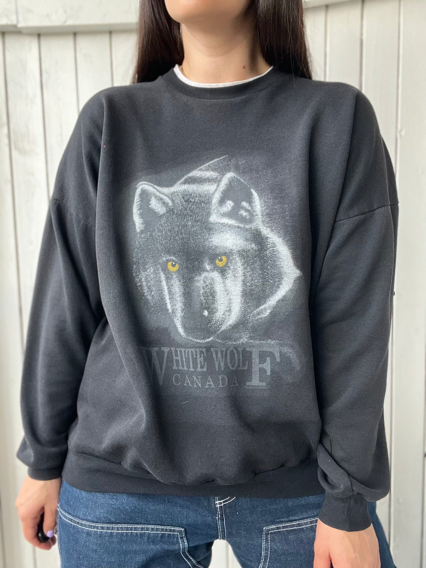 White Wolf Crewneck Sweater - Size XL