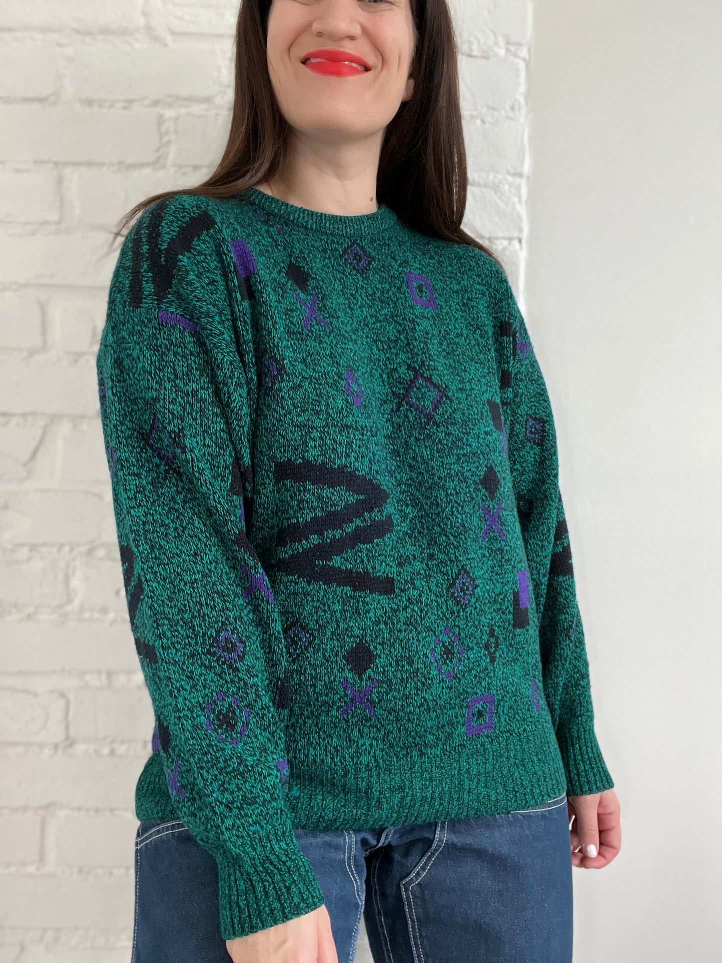 90s Retro Knit Sweater - L