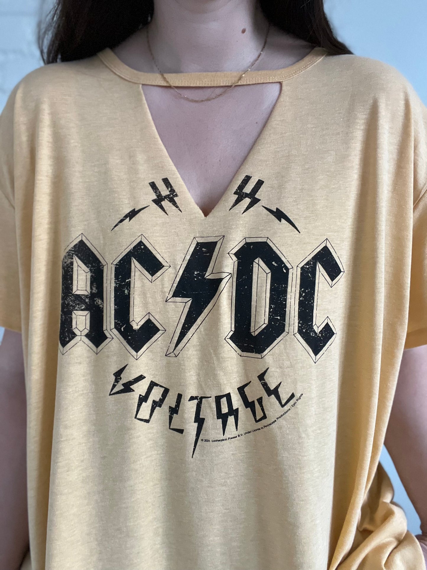 AC/DC Gold Choker Top  - Womens 3X