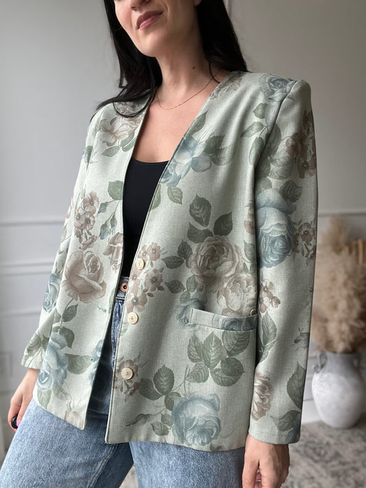 Sage Floral Blazer - Size L/XL