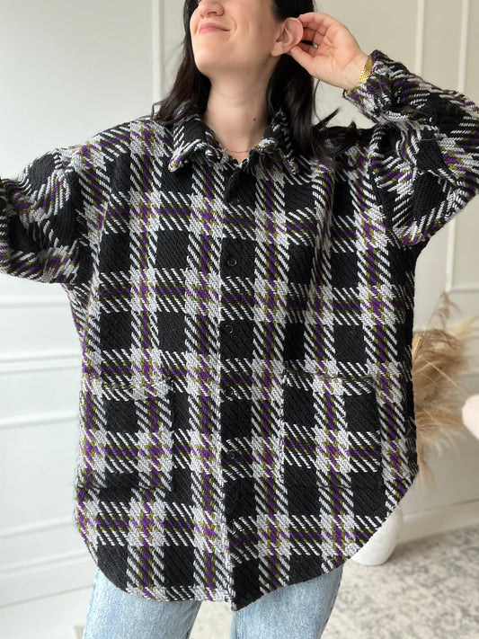 Boxy Fall Tweed Shacket  - Size XL