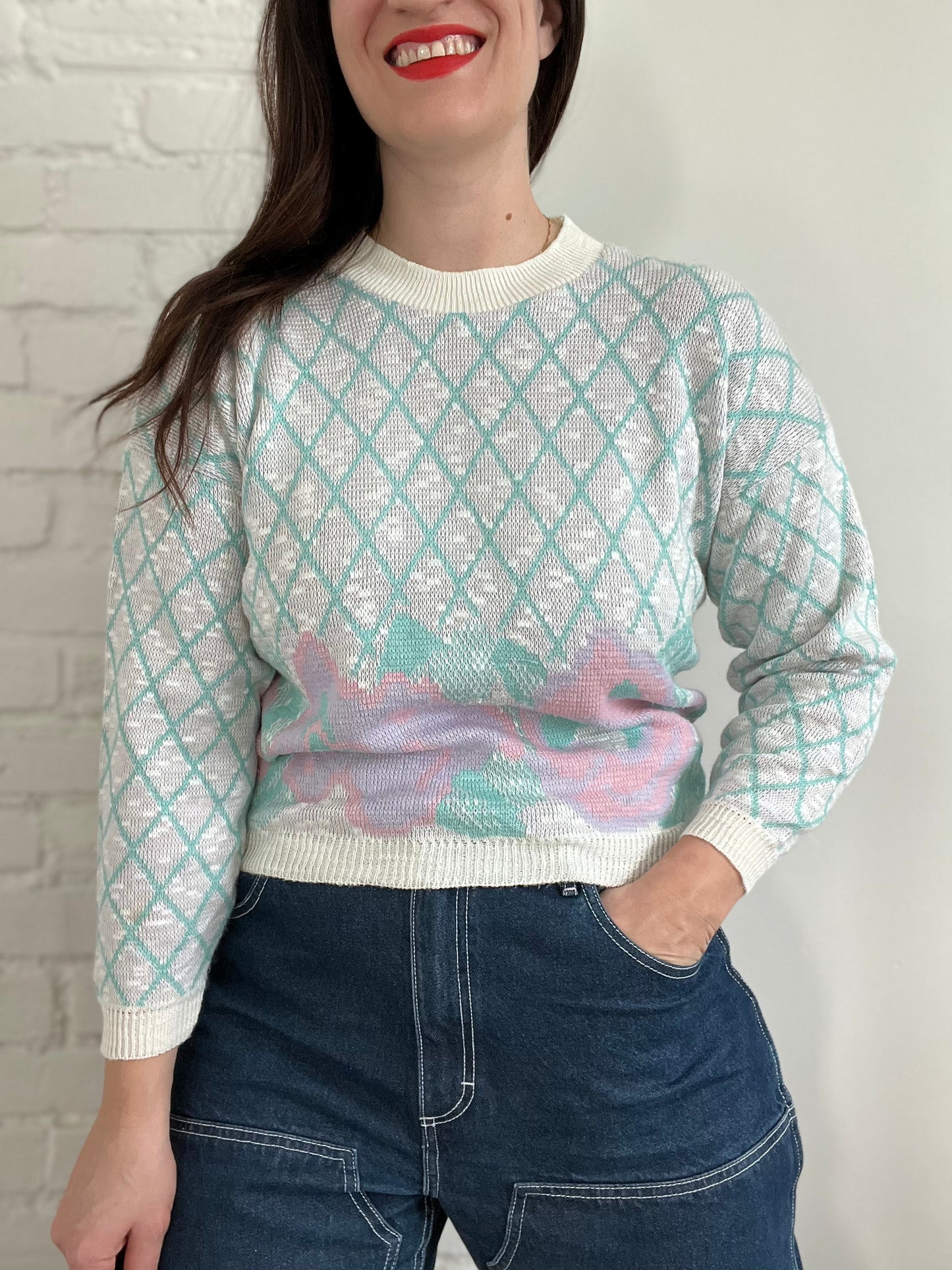 Abstract Roses Preppy Sweater - XS/S