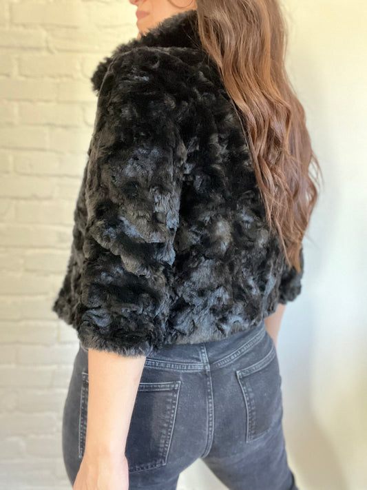 Black Fur Jacket - Size S