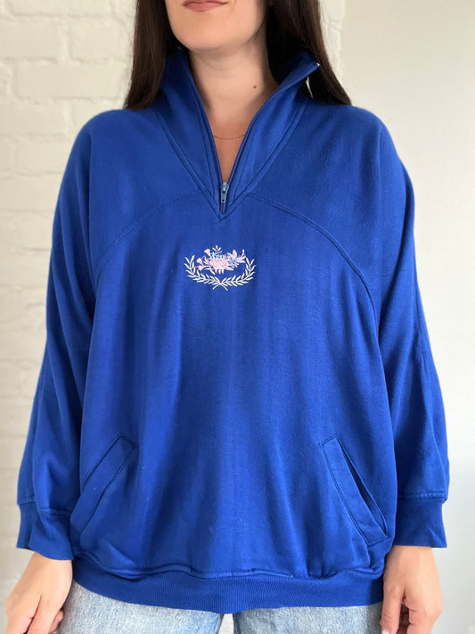 Royal Blue Vintage Quarter Zip - Size XL