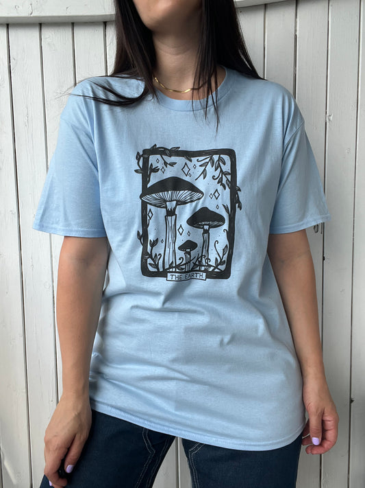 Powder Blue Mushroom Earth Tee - Size XL