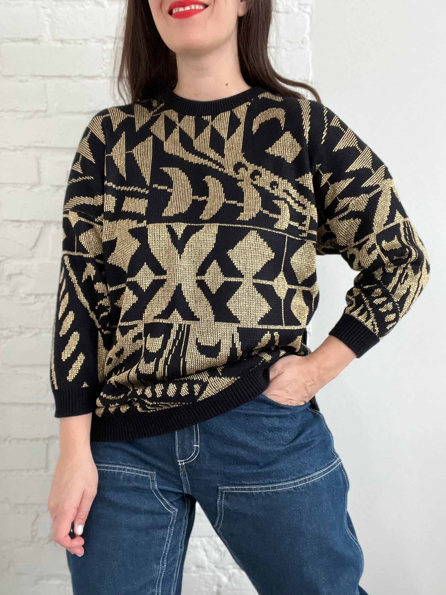 Metallic Moon Knit Sweater - M/L