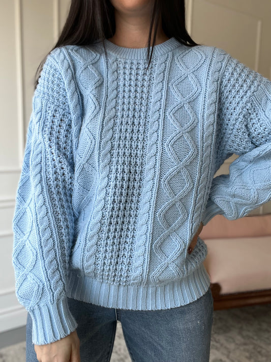 Baby Blue Knit Sweater - L