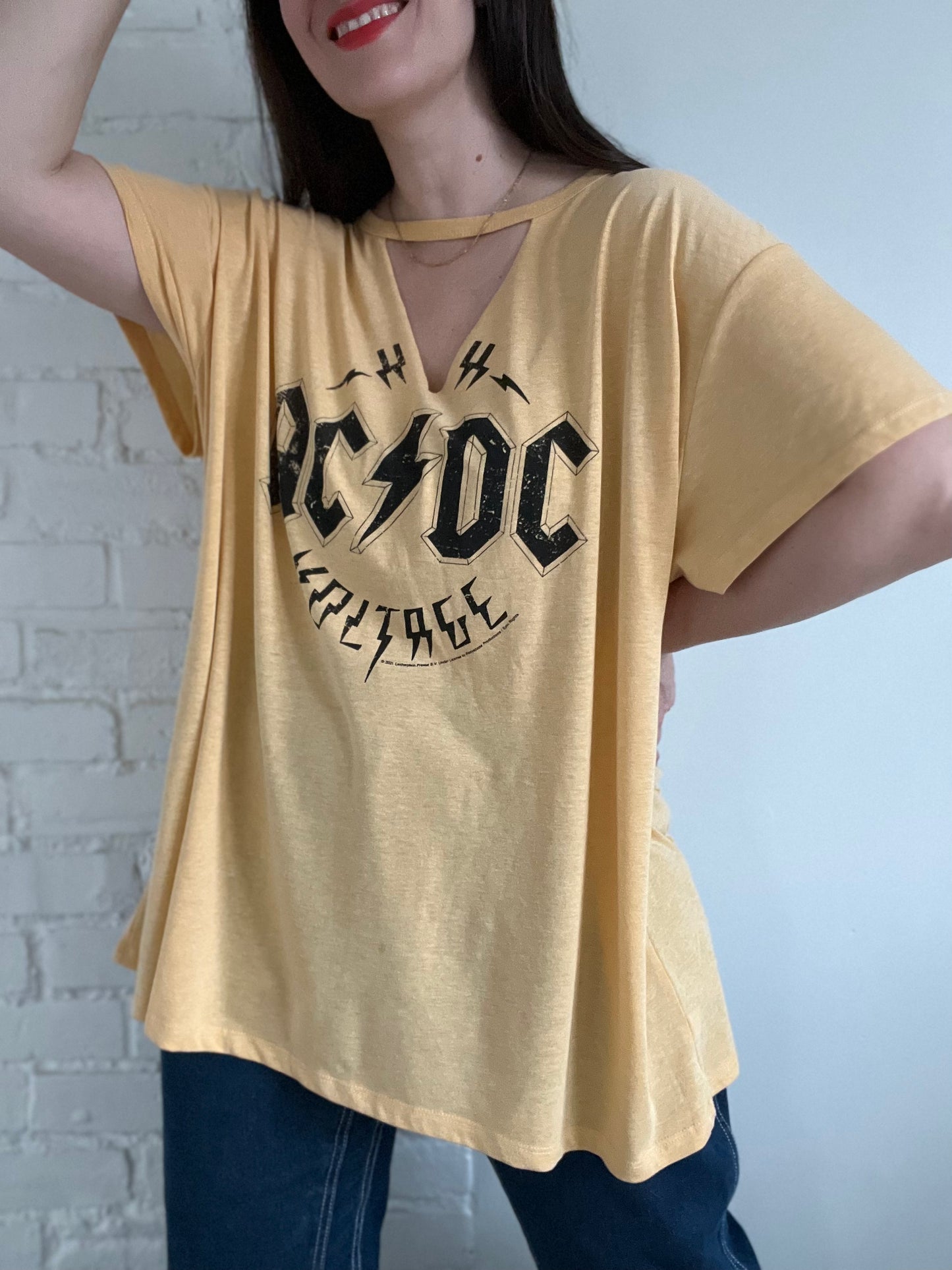 AC/DC Gold Choker Top  - Womens 3X