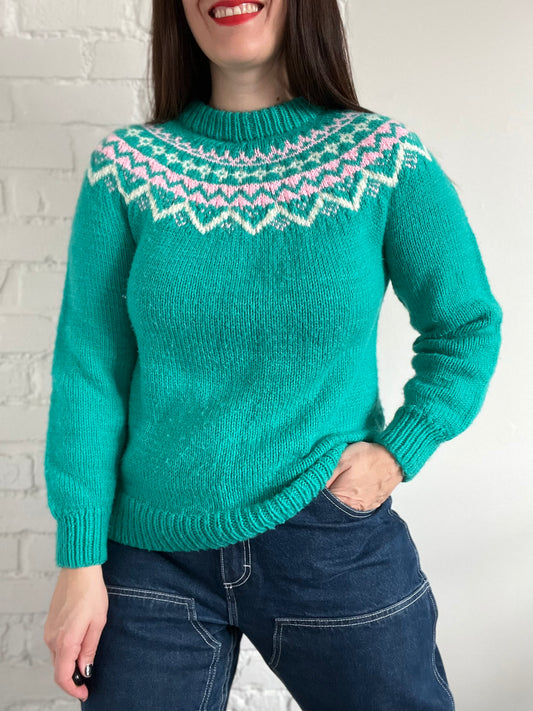 Turquoise Emerald Holiday Knit  - S/M
