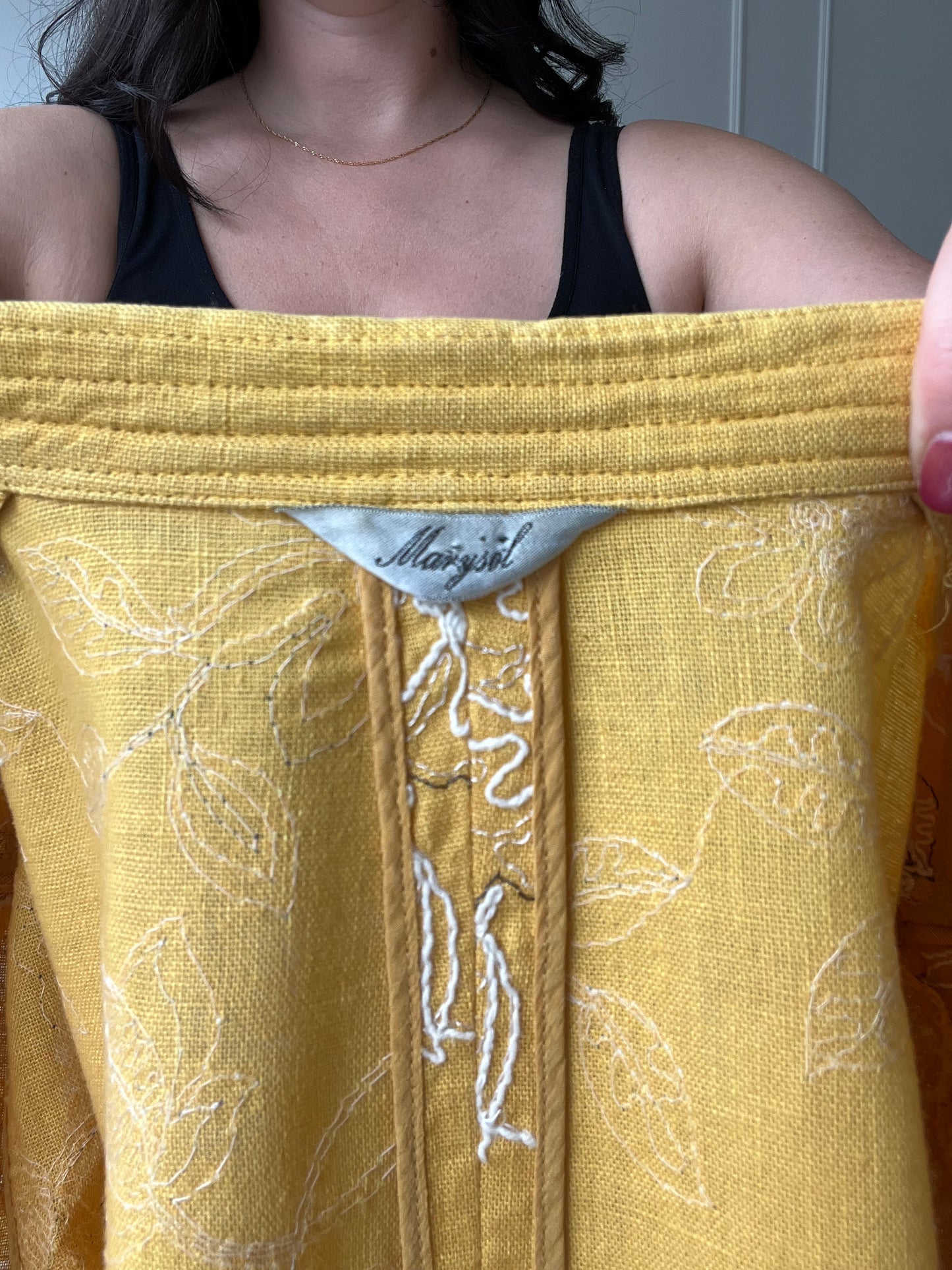 Yellow Embroidered Linen Top - Size M/L