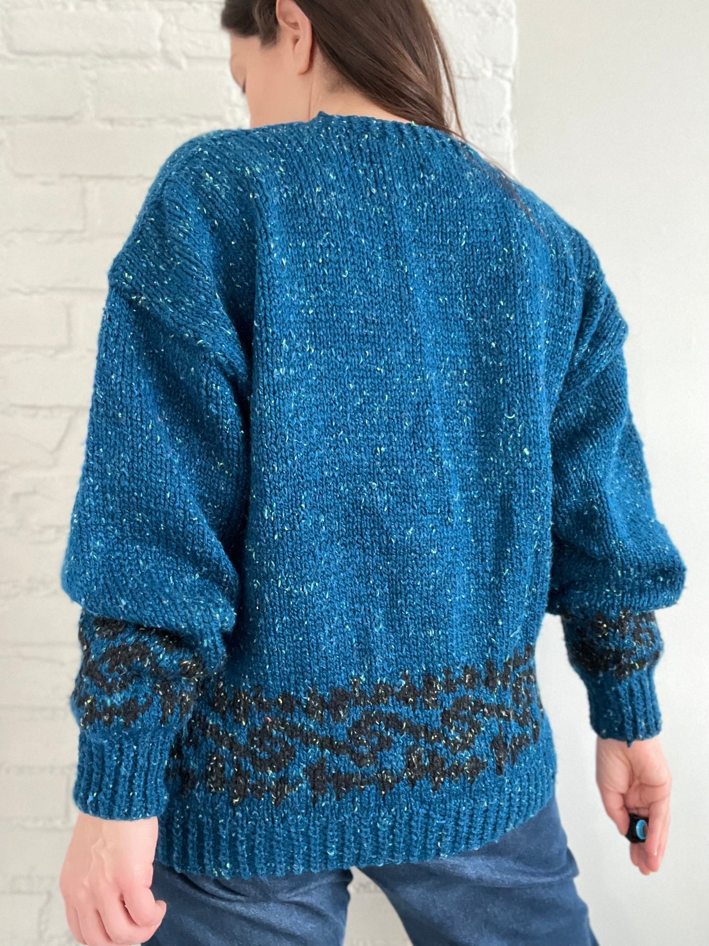 Chunky Teal Speckle Sweater - S-L