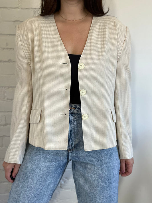 Neutral Gingham Blazer - Size XL