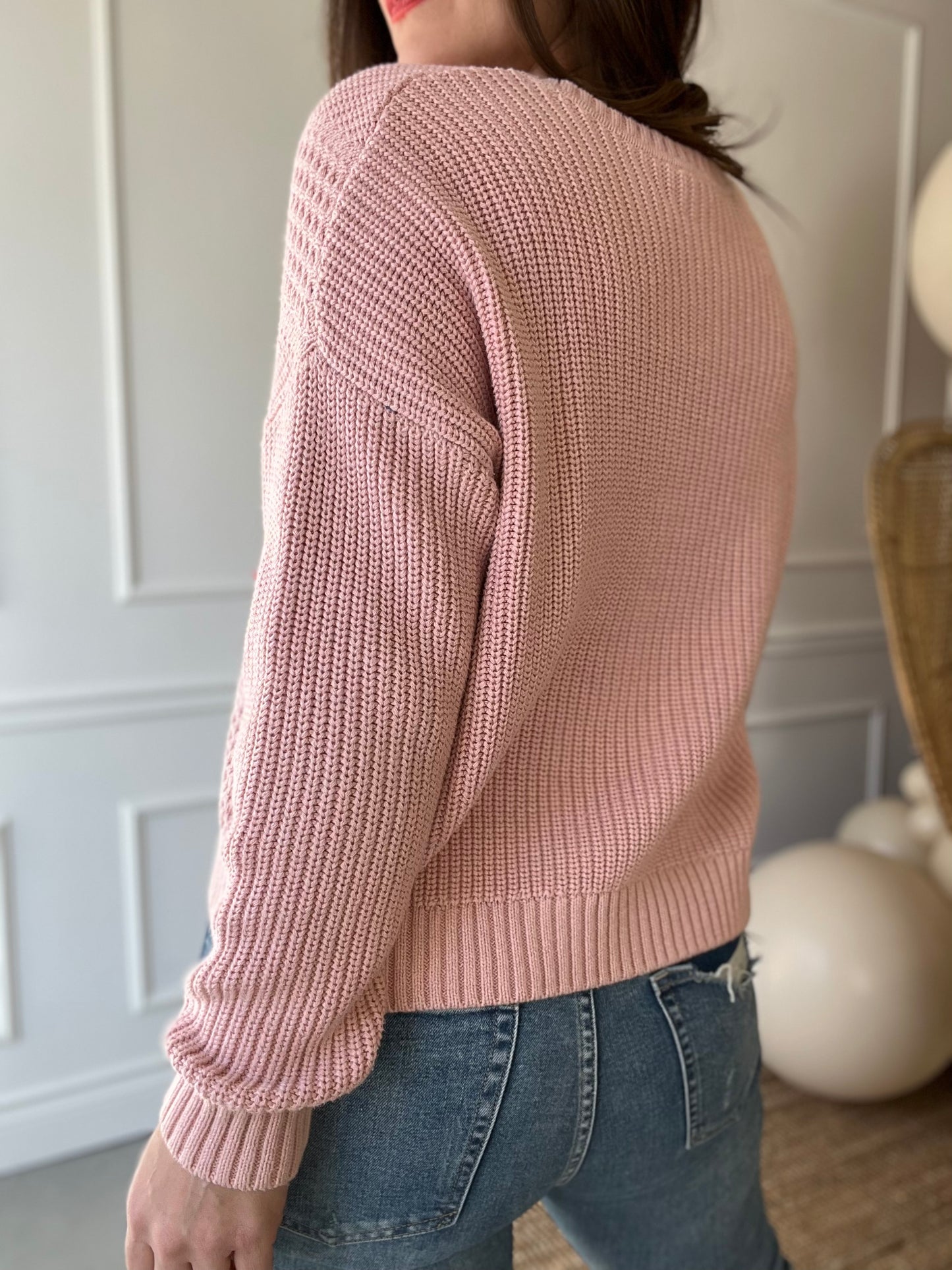 Blush Pink Knit Sweater - L