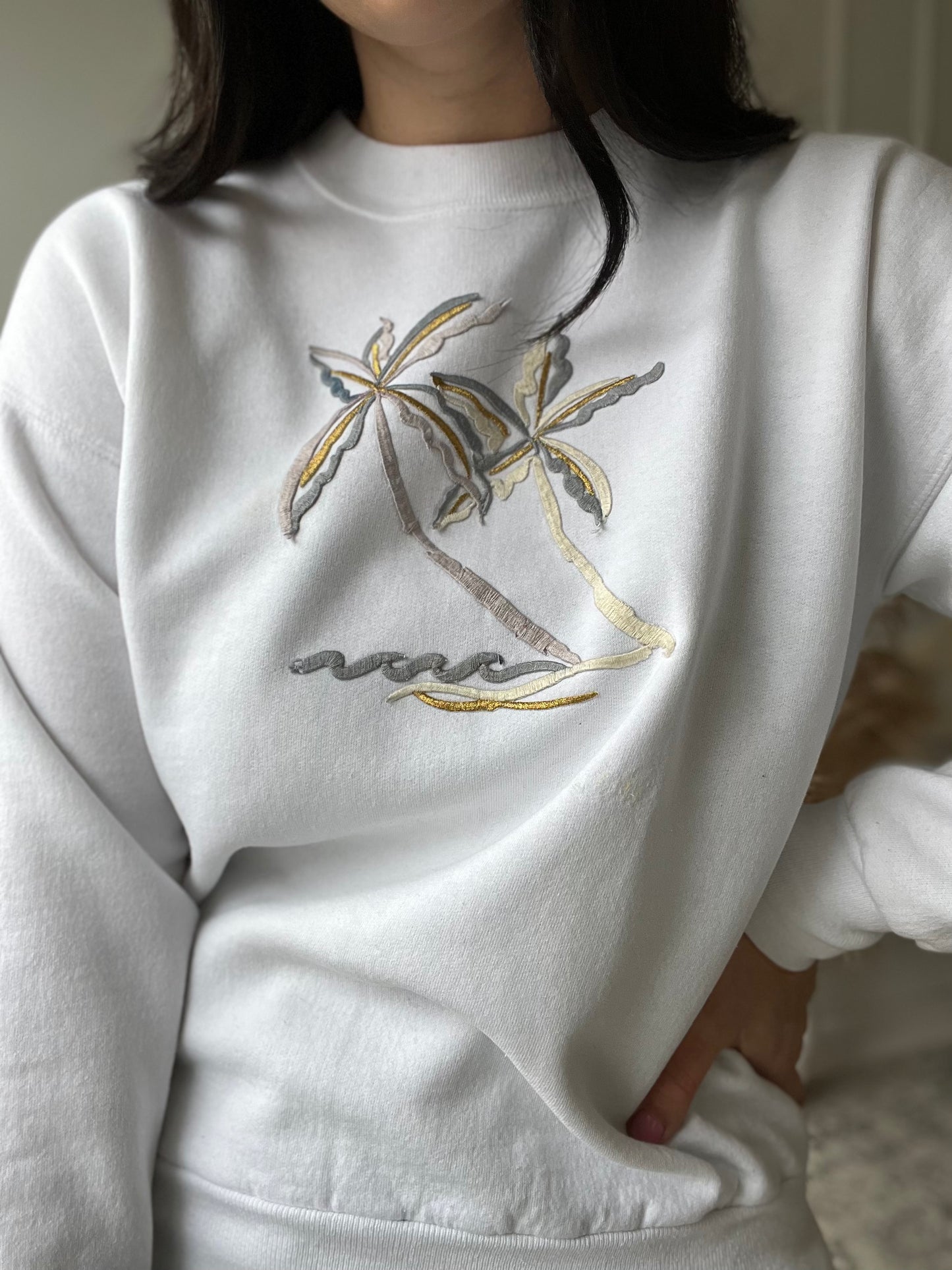 White Miami Wave Sweater - Size M