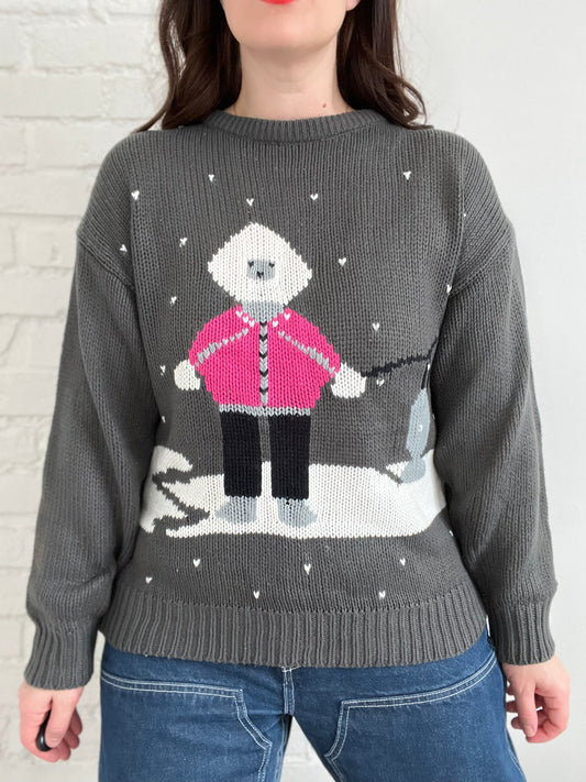 Vintage Ice Fishing Knit Sweater - L