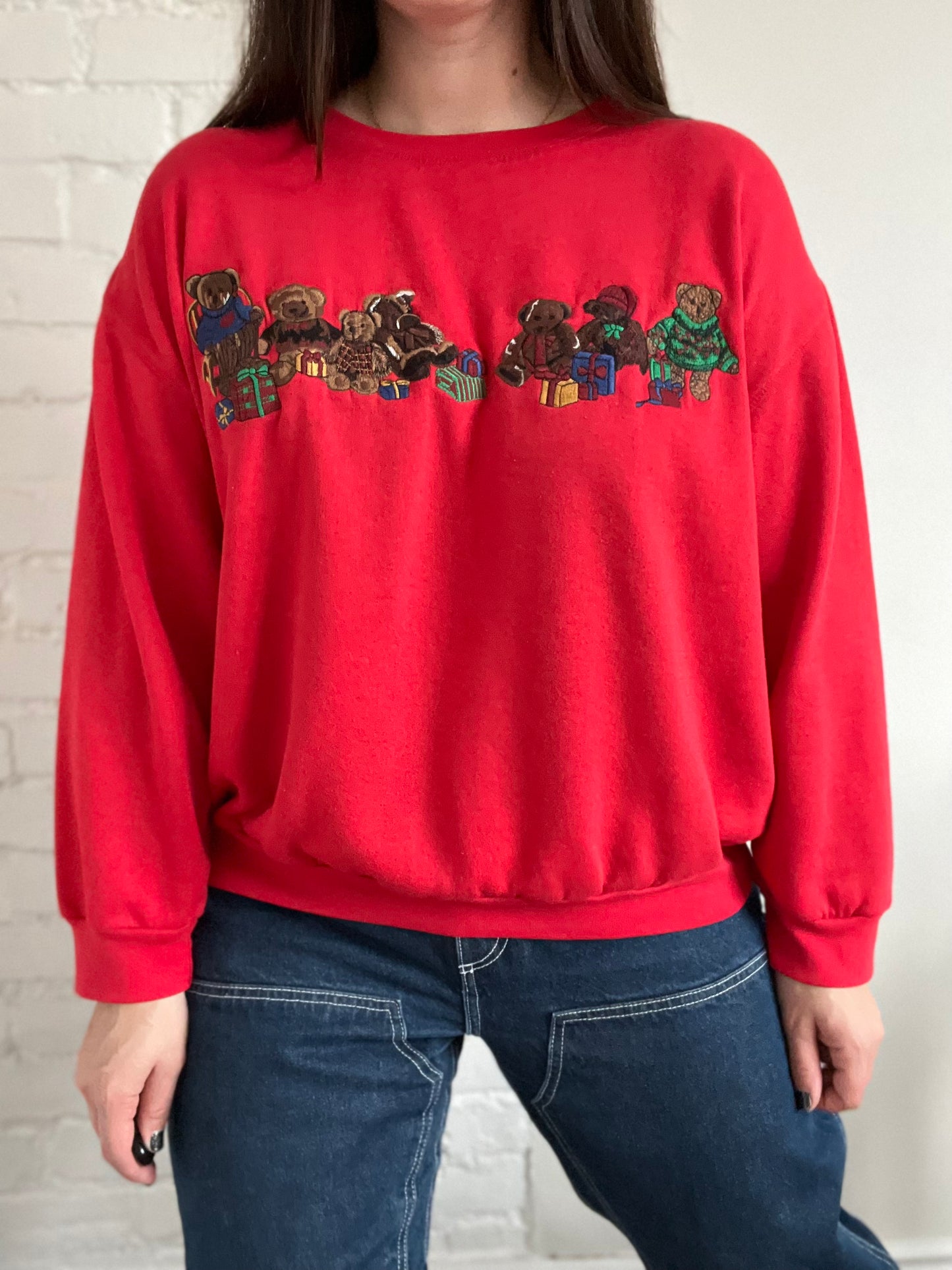 Vintage Teddy Bear Holiday Sweater - L