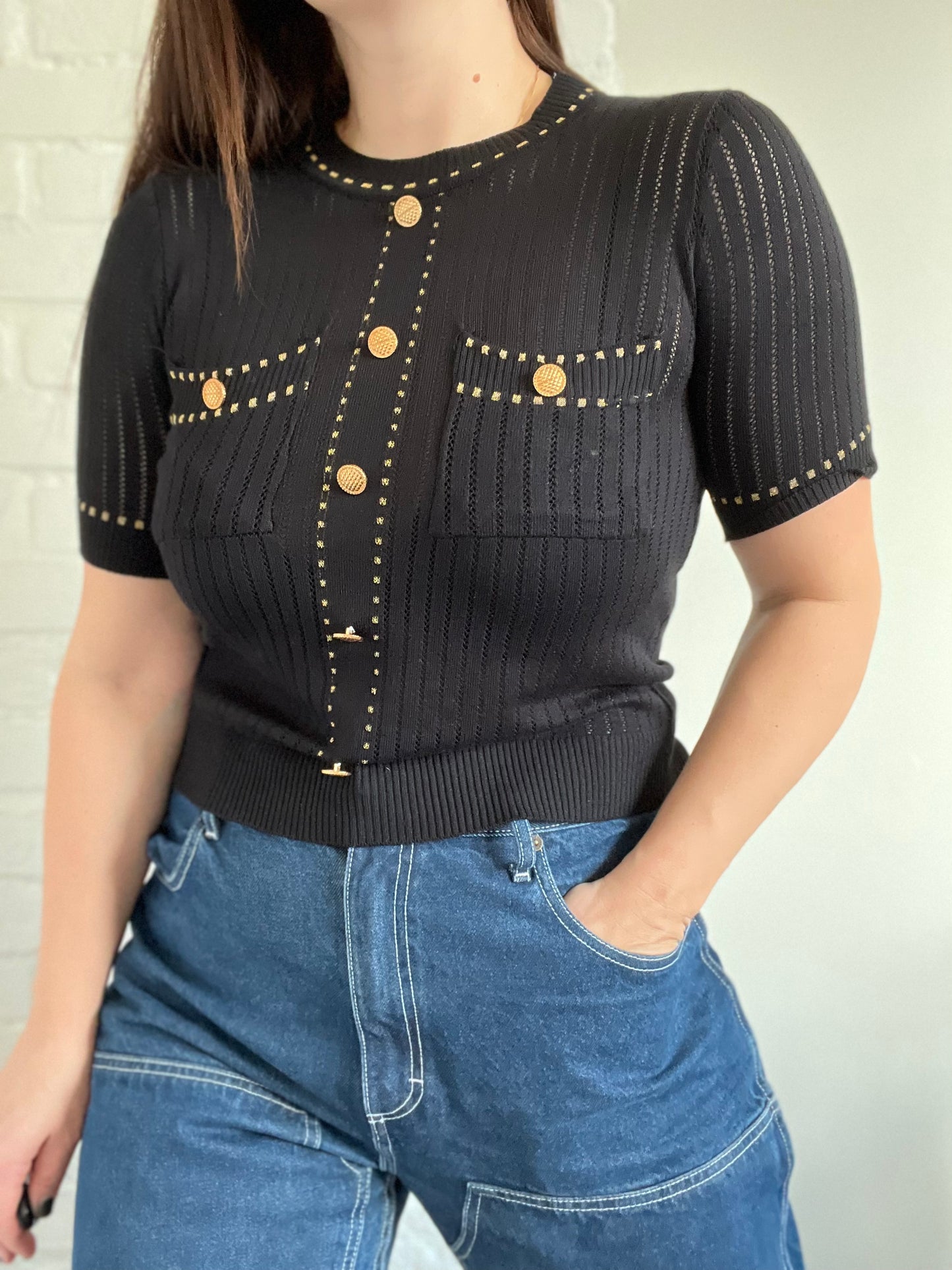 Chic Black & Gold Top - XS/S