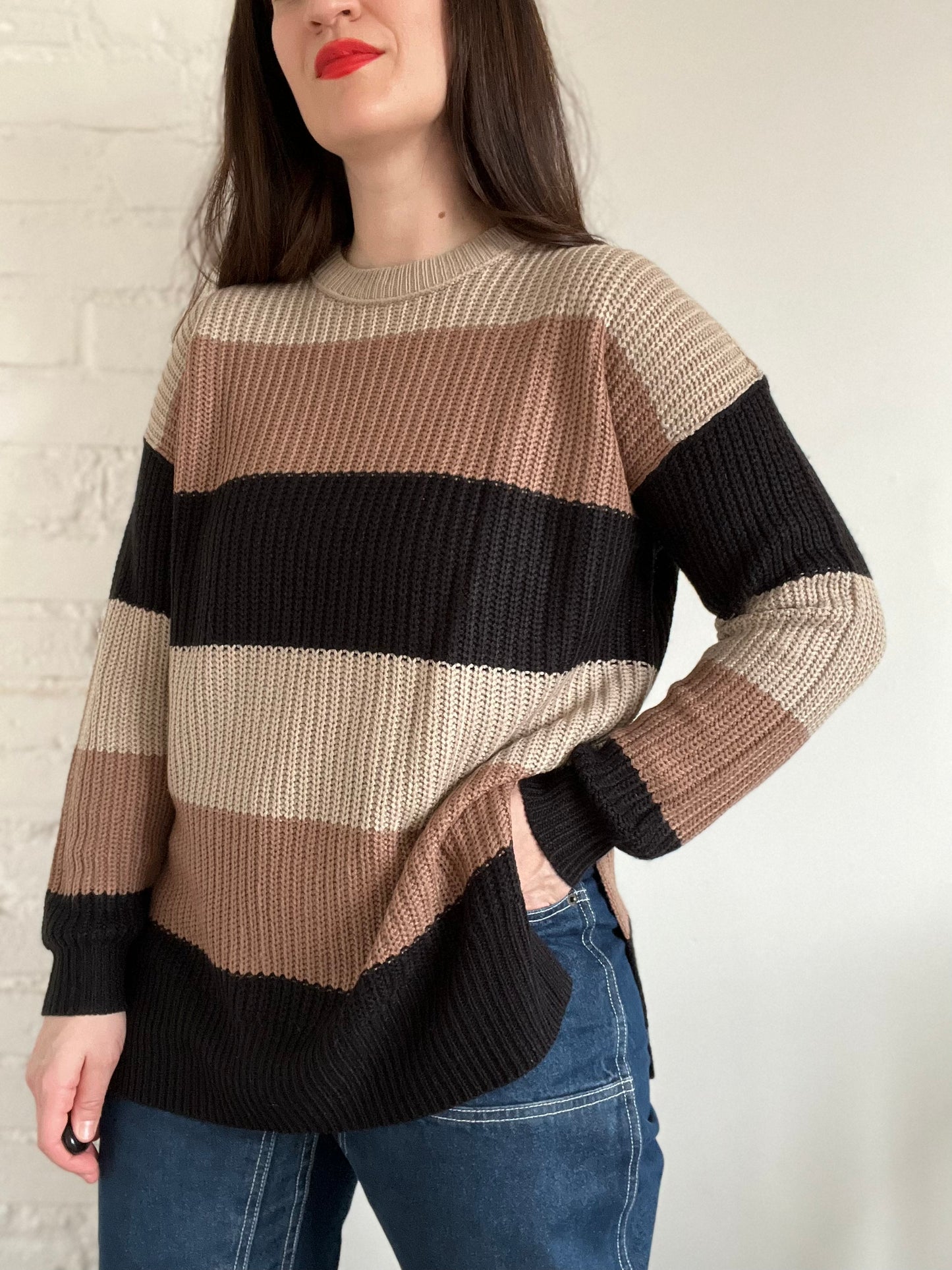 Neutral Striped Sweater - M/L