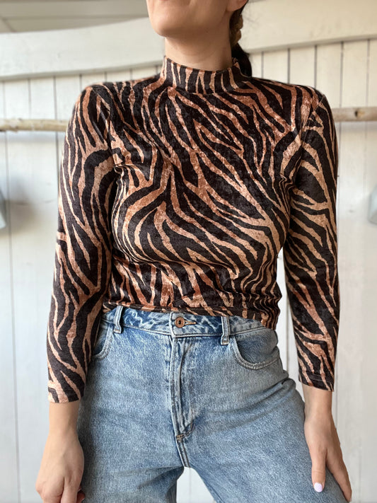 Velvet Zebra Crop Top - Size S