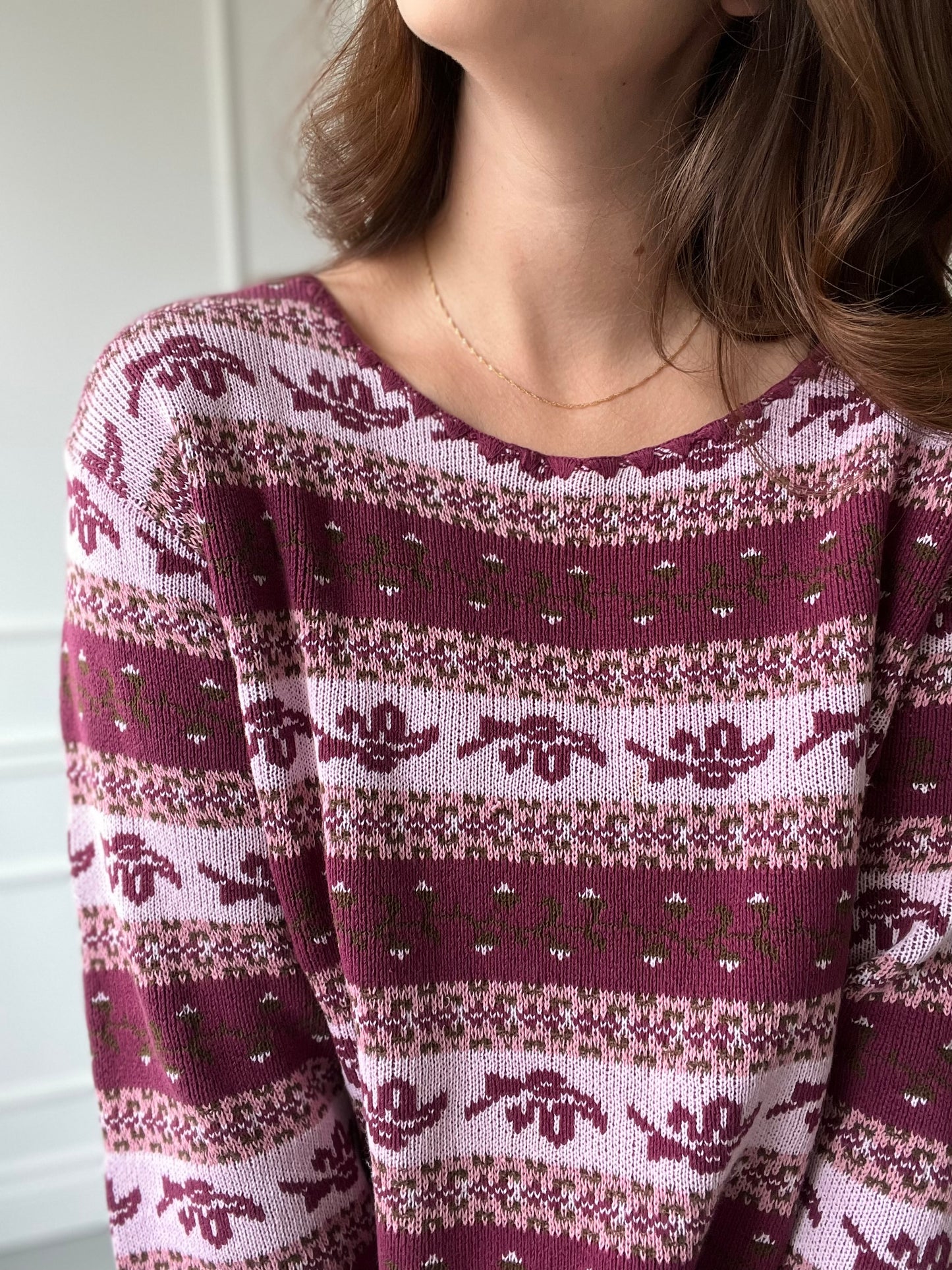 Magenta Cottage Core Sweater - Size XL